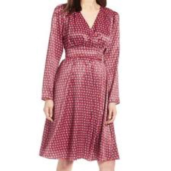 Halogen Red and Pink Printed Wrap Dress - Picture 4 of 6